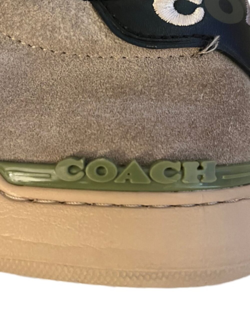 COACH MEN'S CLIP LOW TOP OAT & BLACK QUARTZ SUEDE SNEAKERS SIZE 8D - Picture 11 of 15